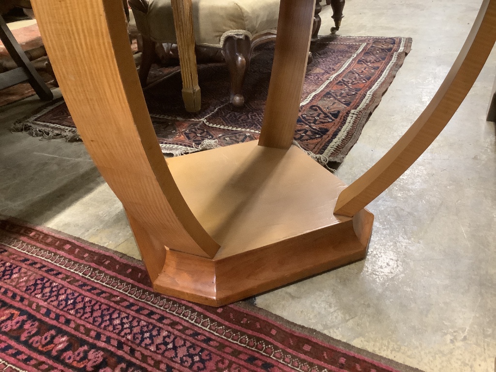 An Art Deco style maple wood occasional table, width 62cm